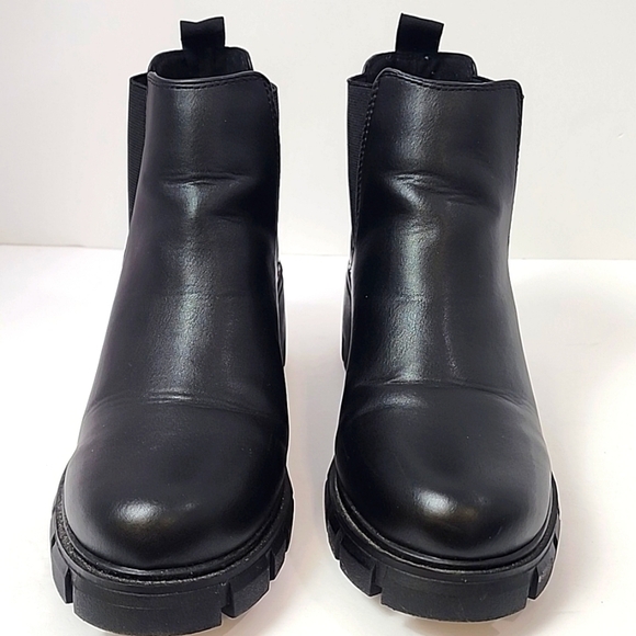 Soda Women's Midnight Black Chunky Heel Ankle Slip In Boots Eastic Sides, sz 9 - Picture 3 of 15